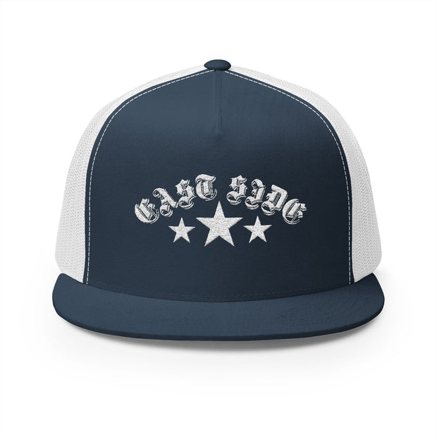 East Side Embroidered 5 Panel Trucker Cap - Stylish and Versatile Hat for Everyday Wear