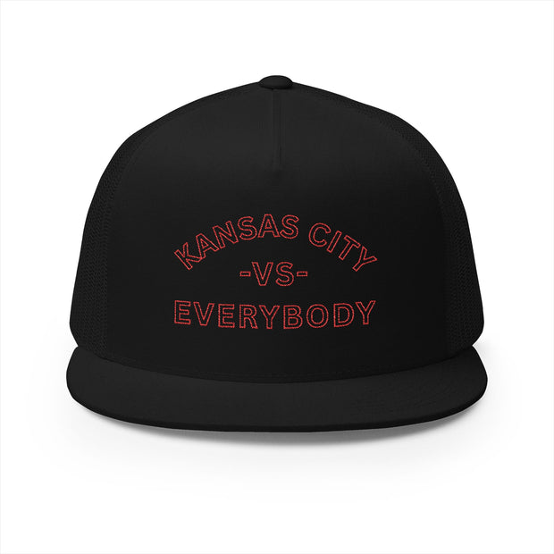 Kansas City vs Everybody 5 Panel Trucker Cap | Stylish Embroidered Hat for Sports Fans