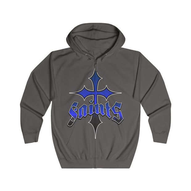 Unisex Full Zip Hoodie with 'Saints' Design - Versatile and Stylish