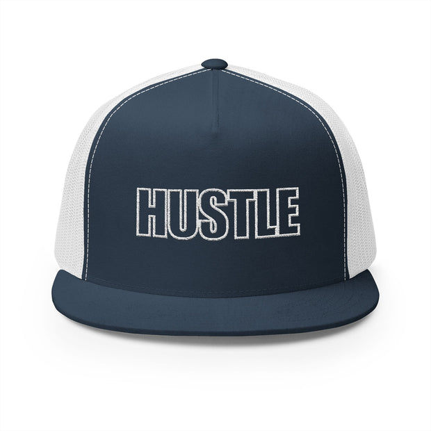 Hustle 5 Panel Trucker Cap - Motivational Embroidered Hat for Entrepreneurs