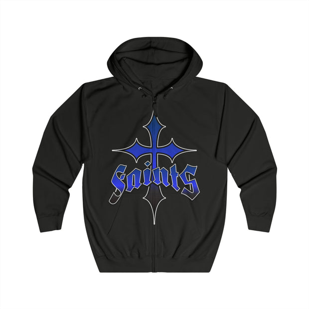 Unisex Full Zip Hoodie with 'Saints' Design - Versatile and Stylish