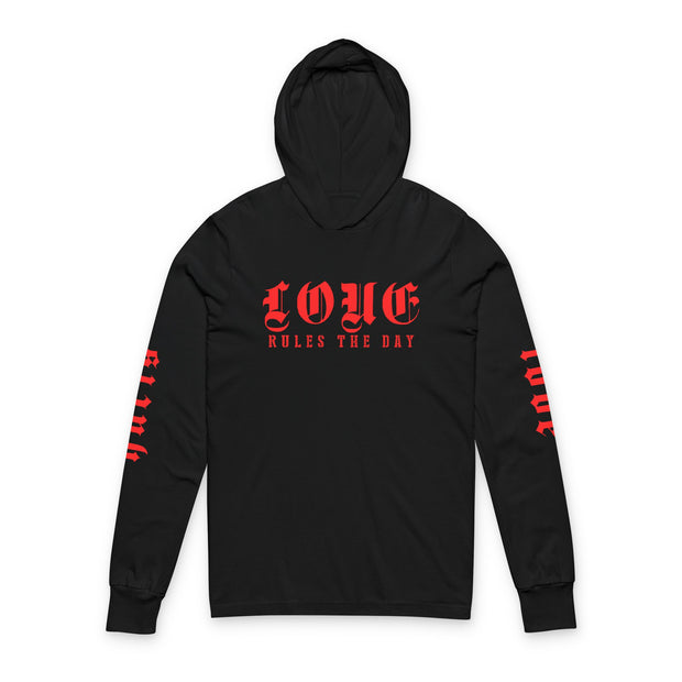 Love Rules Unisex Hooded Long Sleeve Tee - Bold Graphic Tee for Everyday Wear