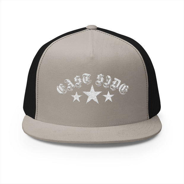 East Side Embroidered 5 Panel Trucker Cap - Stylish and Versatile Hat for Everyday Wear