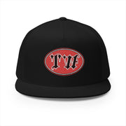 Stylish Black 5 Panel Trucker Cap with Bold Red Embroidery