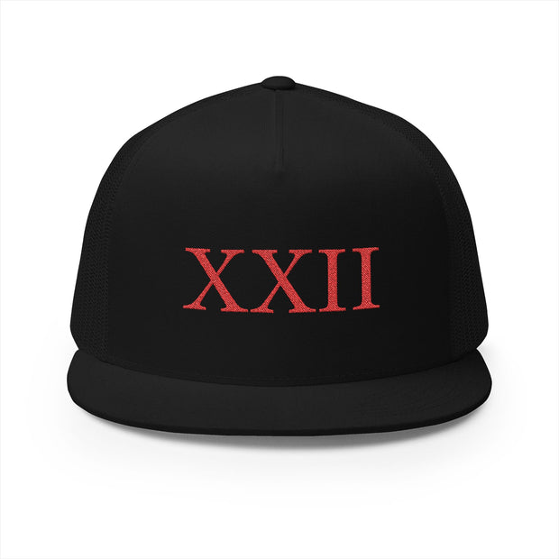 Embroidered XXII 5 Panel Trucker Cap - Perfect for Casual Wear & Celebrations