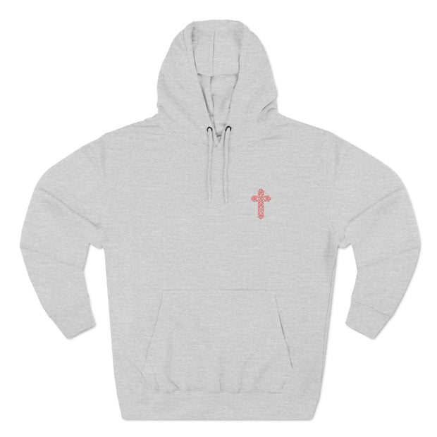 Embroidered Cross Fleece Hoodie