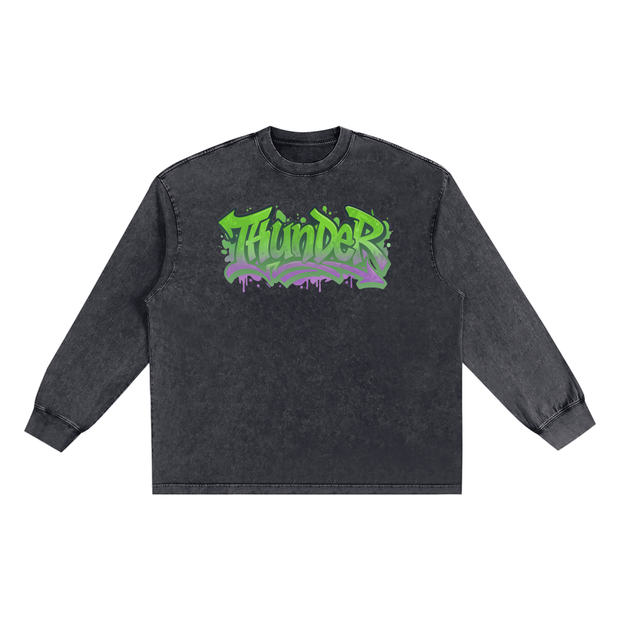 long sleeve,acid wash,snow washed,graphetti