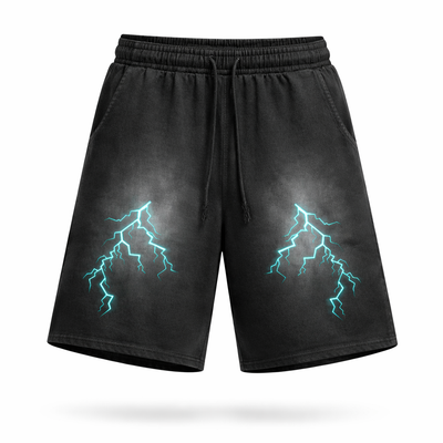 Rectangle Patch (Thunder) Monkey Washed Shorts  - 360 GSM