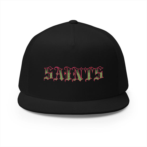 Embroidered Saints 5 Panel Trucker Cap - Stylish & Trendy Headwear