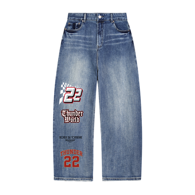 Sun Fade Denim,Heavyweight Jeans,Streetwear Denim,Racing Jeans,ThunderWorld Denim,Premium Straight-Leg Jeans,Vintage Fade Jeans,Motorsport Style Jeans,Designer Streetwear Pants