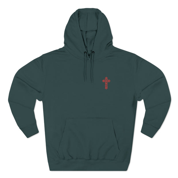 Embroidered Cross Fleece Hoodie