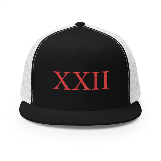 Embroidered XXII 5 Panel Trucker Cap - Perfect for Casual Wear & Celebrations