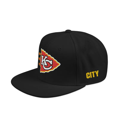 Kansas City Snapback Hat — Embroidered 'KC' Arrowhead & CITY Text