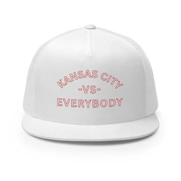 Kansas City vs Everybody 5 Panel Trucker Cap | Stylish Embroidered Hat for Sports Fans