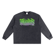 long sleeve,acid wash,snow washed,graphetti