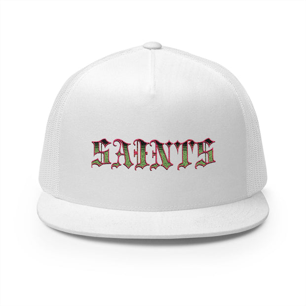 Embroidered Saints 5 Panel Trucker Cap - Stylish & Trendy Headwear