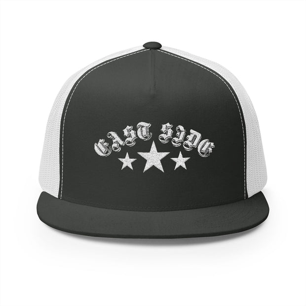 East Side Embroidered 5 Panel Trucker Cap - Stylish and Versatile Hat for Everyday Wear