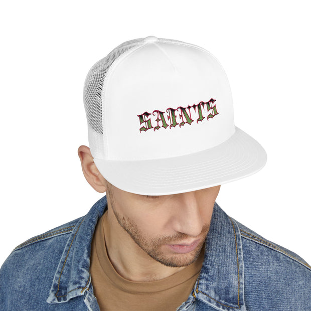 Embroidered Saints 5 Panel Trucker Cap - Stylish & Trendy Headwear