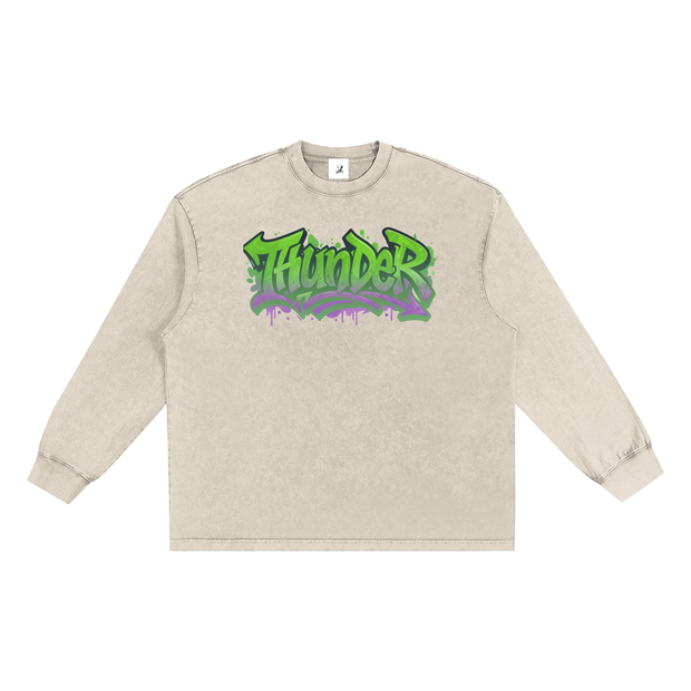 long sleeve,acid wash,snow washed,graphetti