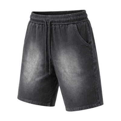 Rectangle Patch Monkey Washed Shorts  - 360 GSM